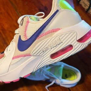 NIKE AIR MAX,women’s 8.5, white, hot pink, neon yellow tennis SHOES, almost new!